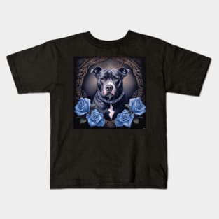 Staffy And Blue Roses Kids T-Shirt